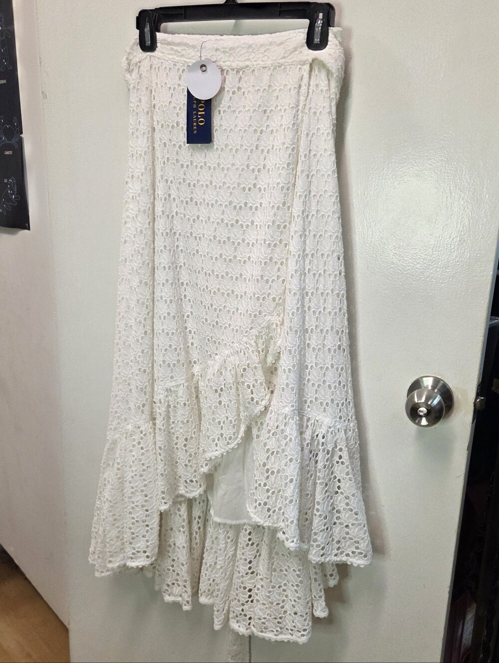 Polo by Ralph Lauren White Crochet High-Low Tiered Maxi Skirt